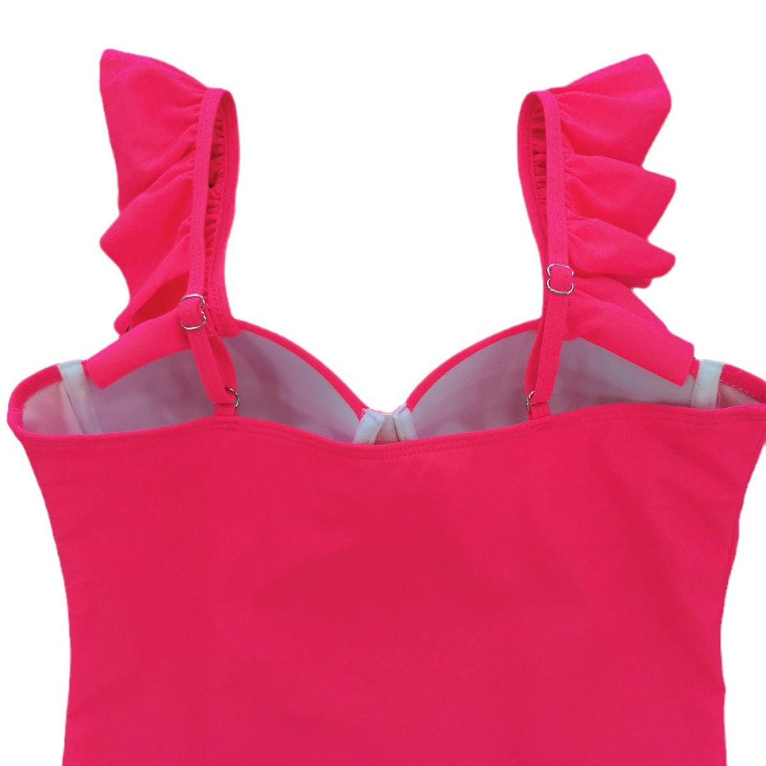 Dame Én-delt Badedragt med voluminøse Ruffleskuldre og elegant Bustier Stilla