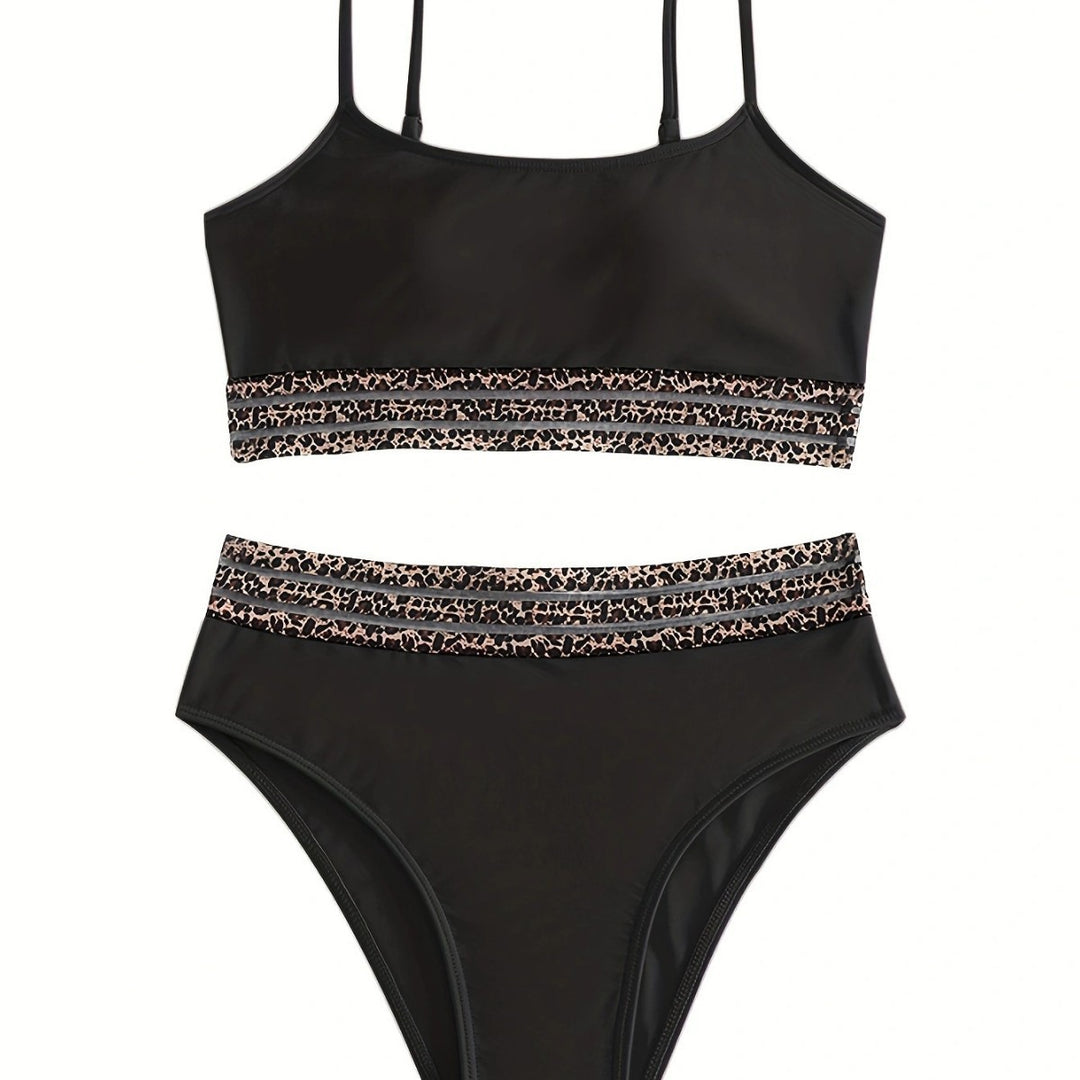Dame Bikini-sæt med moderigtigt crop-top og højtaljede shorts Skovae