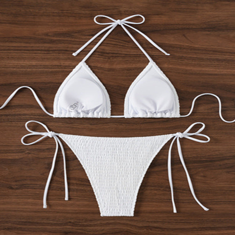 Dame Triangel-Bikini med ruflede detaljer og justerbare stropper Skovae
