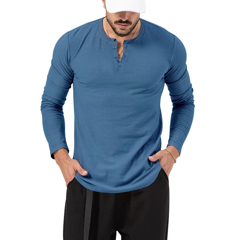 Herrer Langærmet skjorte med mode Henley-udskæring og praktiske knapper Stilla