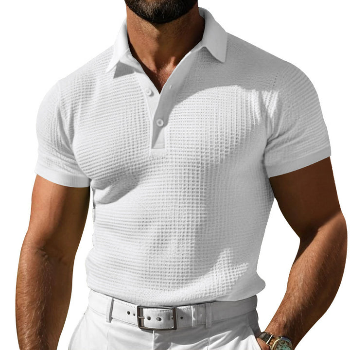 Herrer nan Poloshirt med strukturstrik og smalt snit Skovae