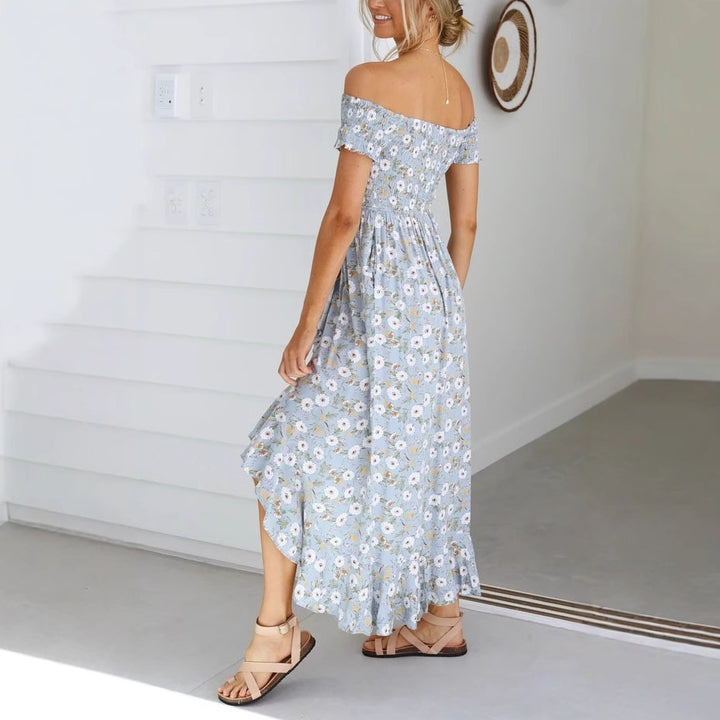 Women's Off-Shoulder Maxi Dress with Floral Print and Casual Cut