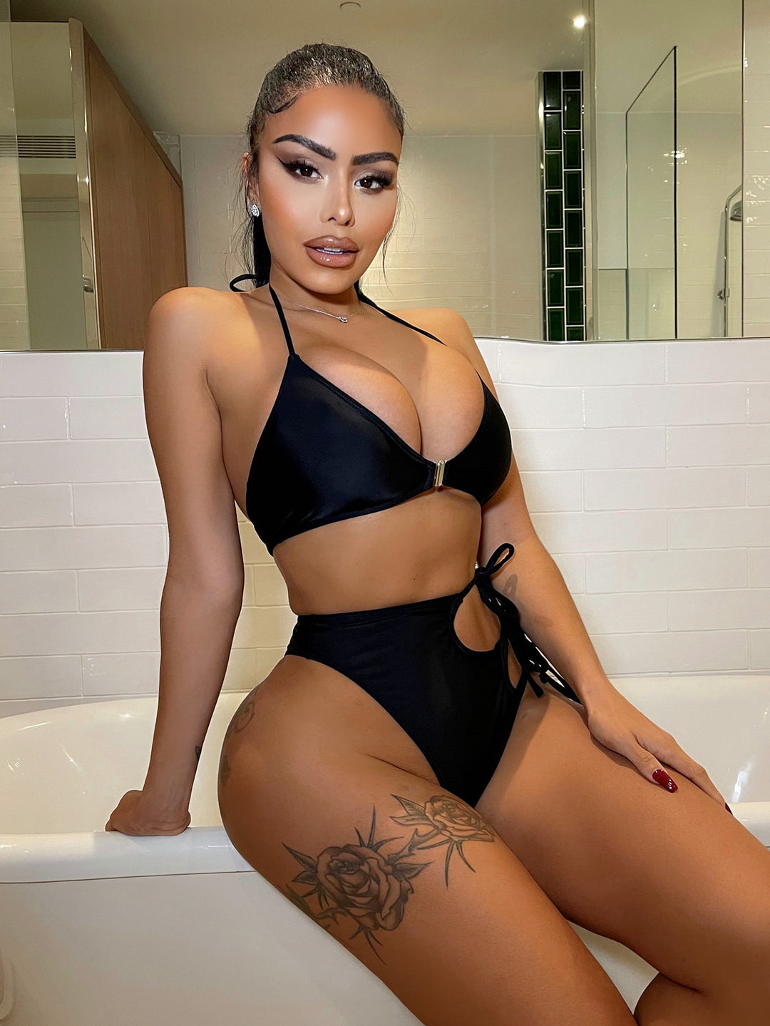 Dame Højskåret Cut-Out Bikini-Sæt Skovae