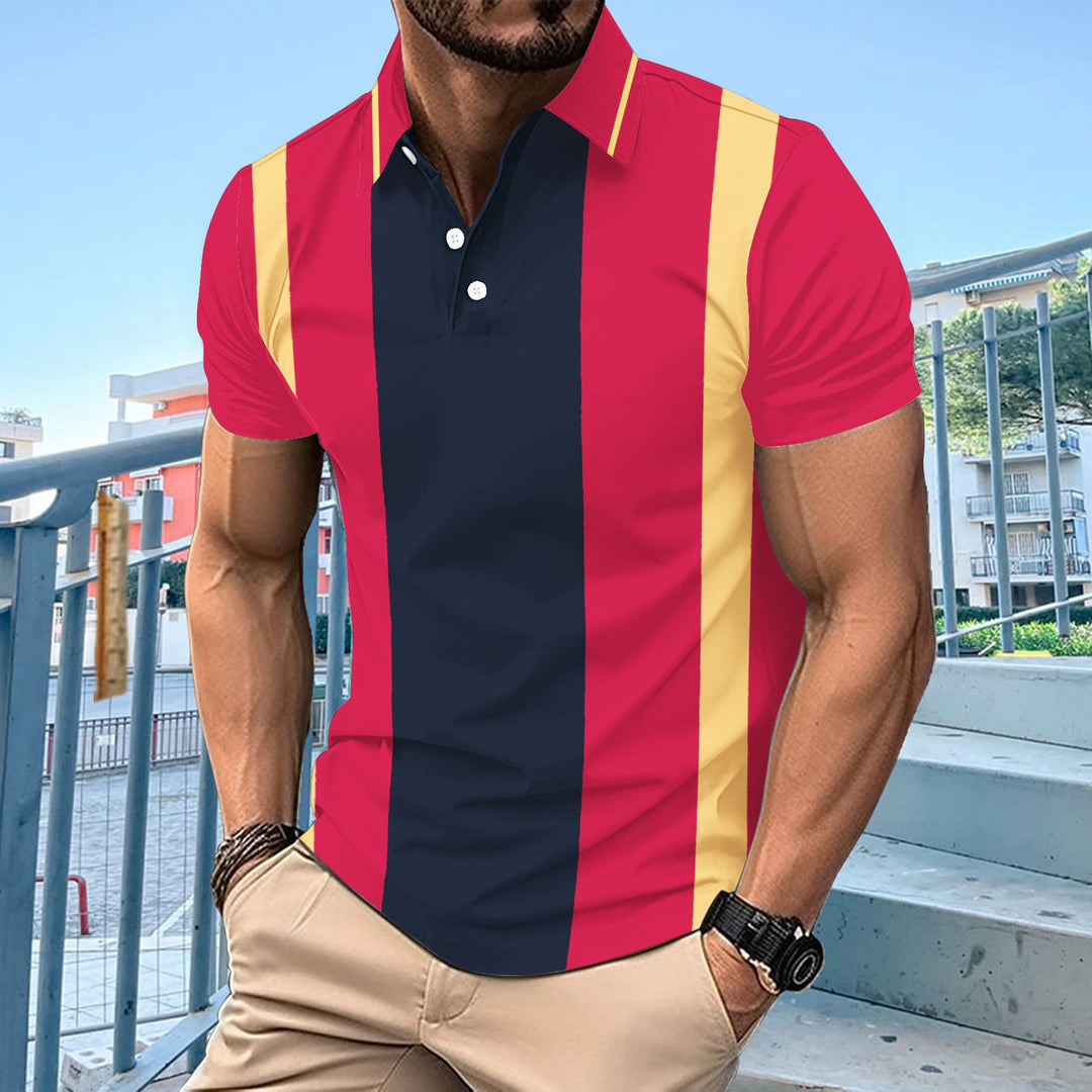 Herren Poloshirt med sporty stribe mønster og innovativ krave Stilla