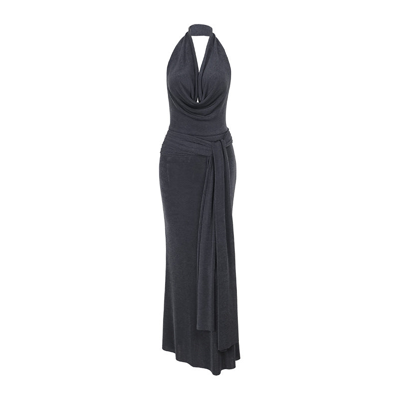 Dame elegant wrap kjole med dyb V-hals og flydende snit Skovae