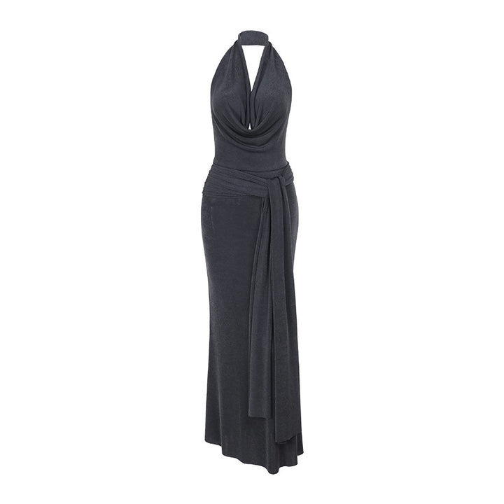 Dame elegant wrap kjole med dyb V-hals og flydende snit Skovae