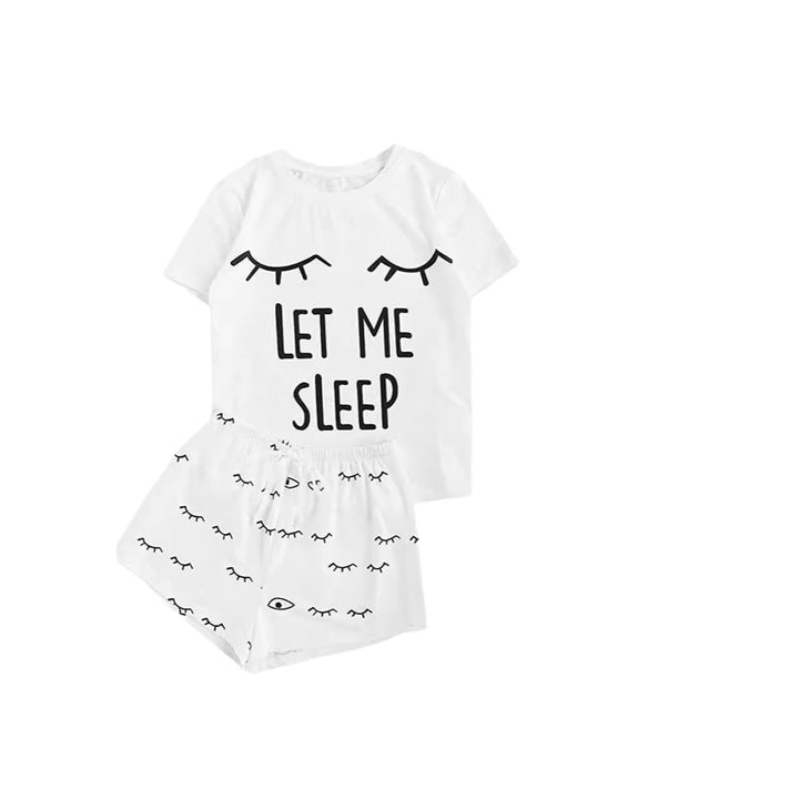 Dame pyjamaset med sjov print og komfortable shorts Stilla