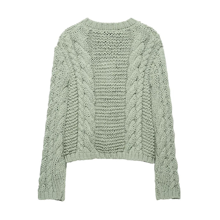 Dame strikjakke med flettet mønster og knapdetaljer Stilla
