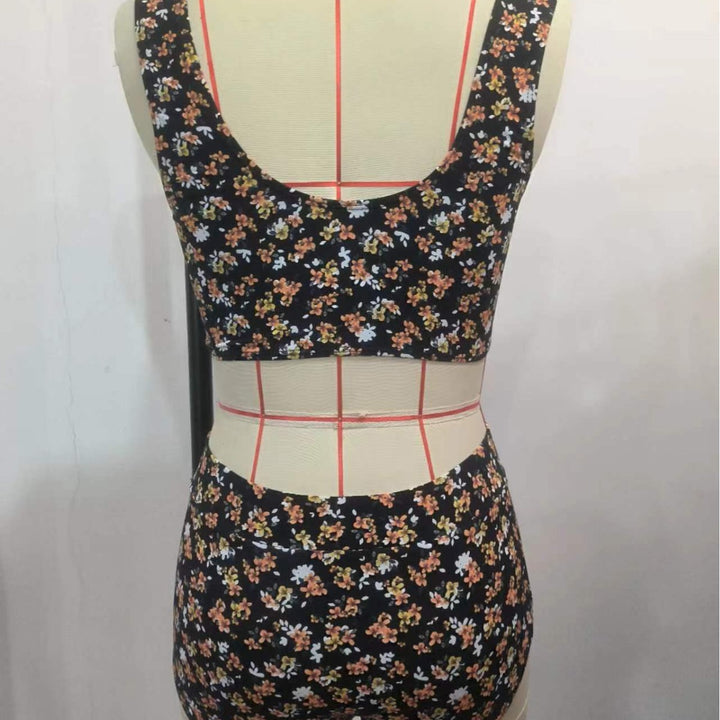 Dame Højskåret Bikini-Sæt med Blomsterprint Skovae