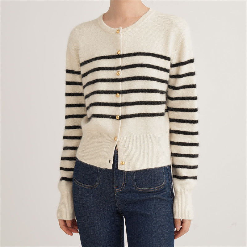 Femme Behagelig Stribet Strik cardigan Stilla