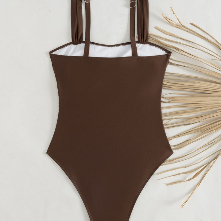 Dame Sporty en-delt Badeanzug med Rüschendetails Skovae