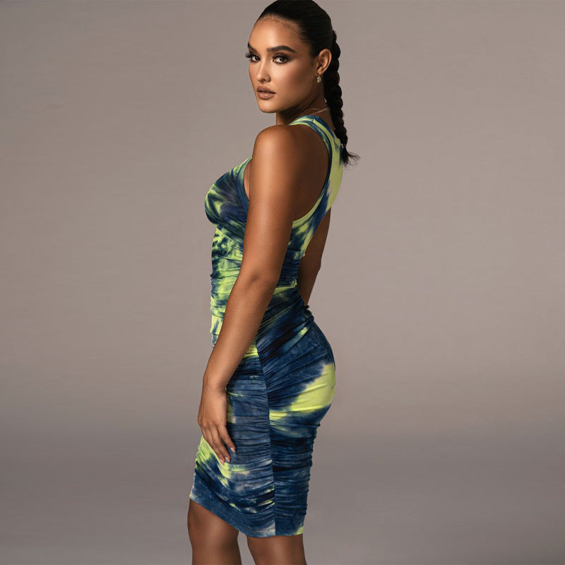 Kvinde Bodycon Tankkjole med Rynkedetalje Stilla