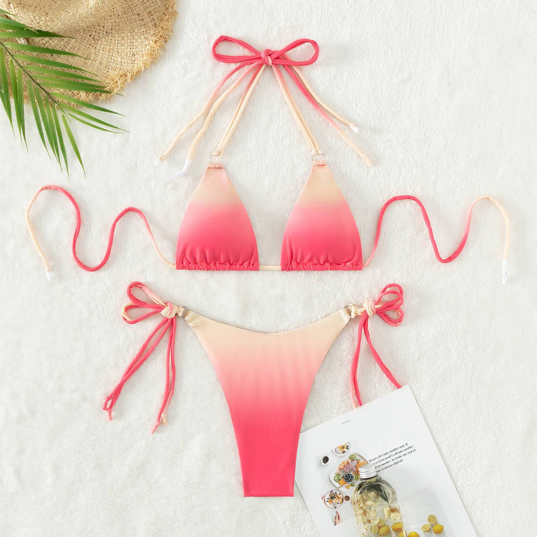 Dame Triangel-Bikini med moderne farvegradient og justerbart stropperystem Skovae