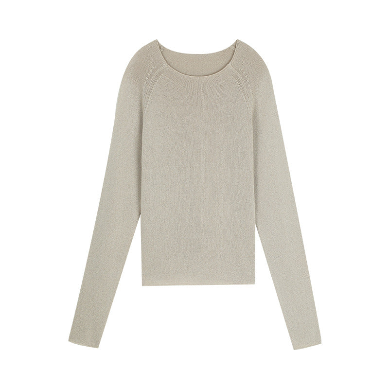 Dame elegant strikpullover med fin tekstur og rund halsudskæring Stilla