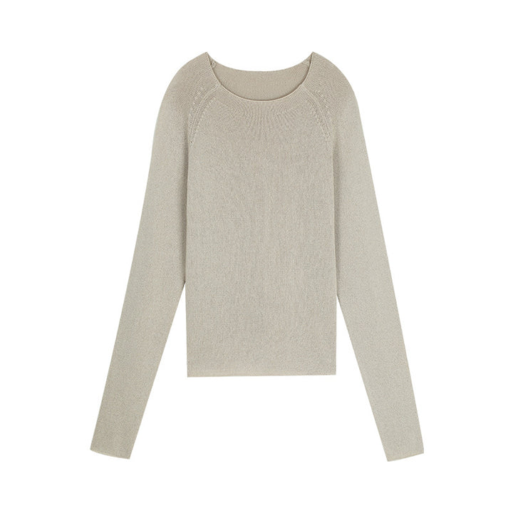 Dame elegant strikpullover med fin tekstur og rund halsudskæring Stilla