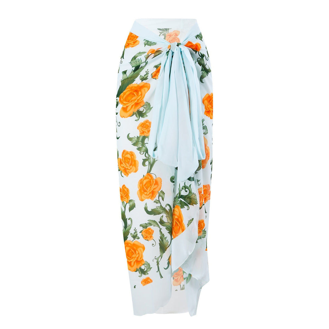 Dame badedragt med moderigtigt omslagskørt og blomstret design Stilla