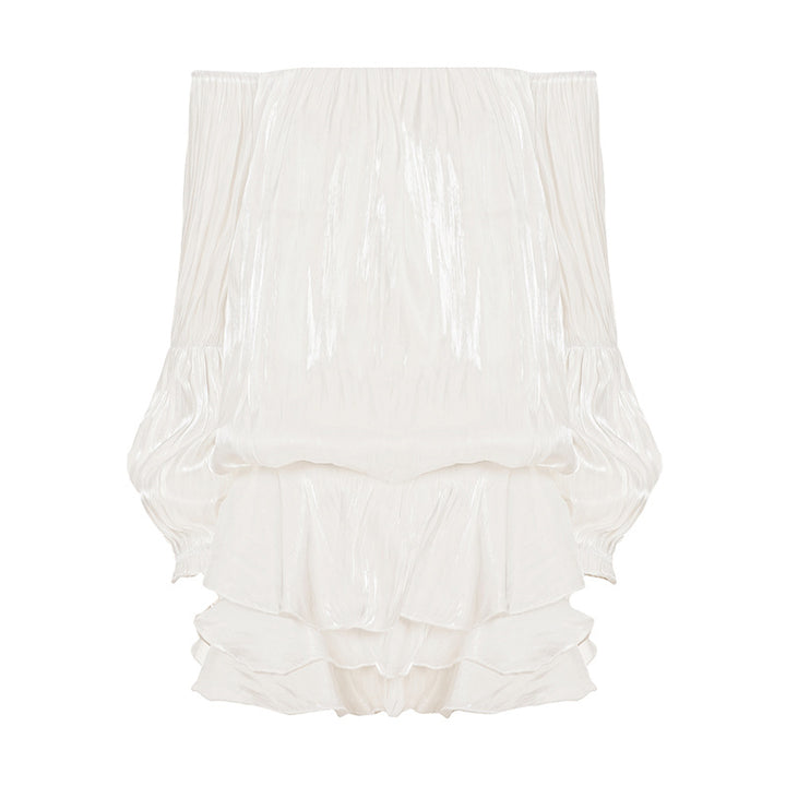 Dame luftigt Off-Shoulder kjole med flæser Skovae