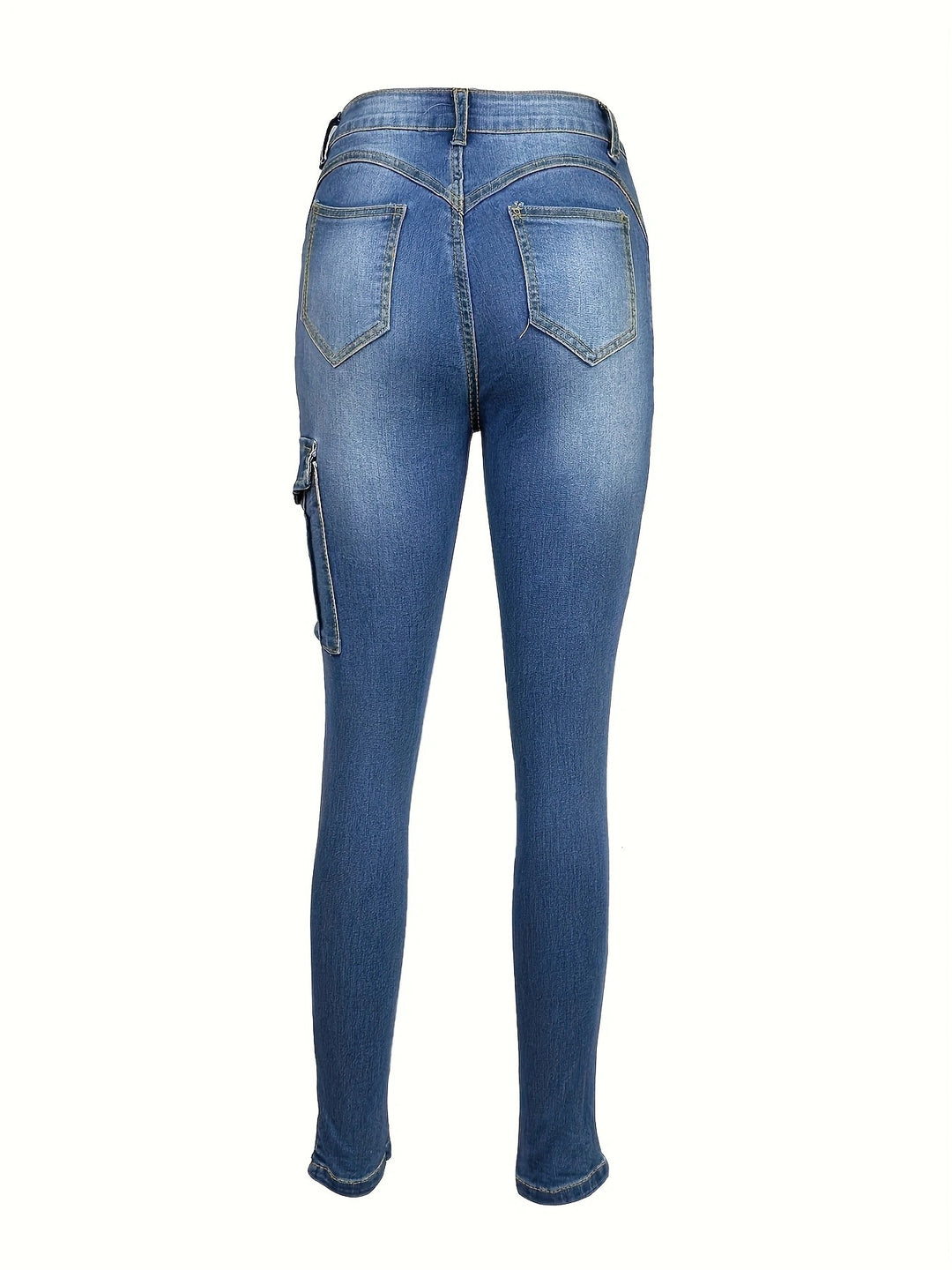 Dame Cargo Skinny Jeans med fashionable sidelommer og høj talje Stilla