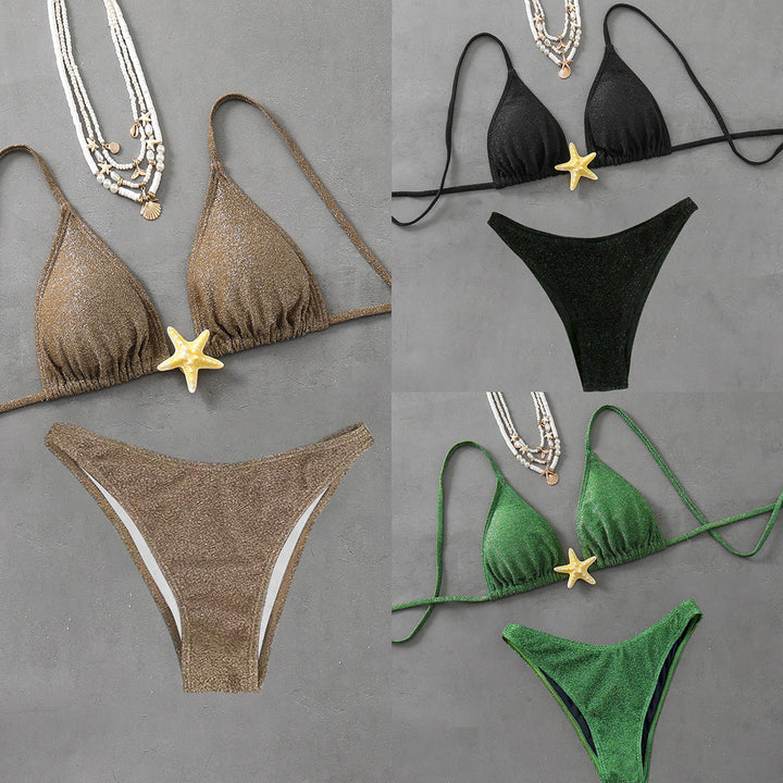 Dame triangel-bikini med trendy glimmer-effekt Skovae