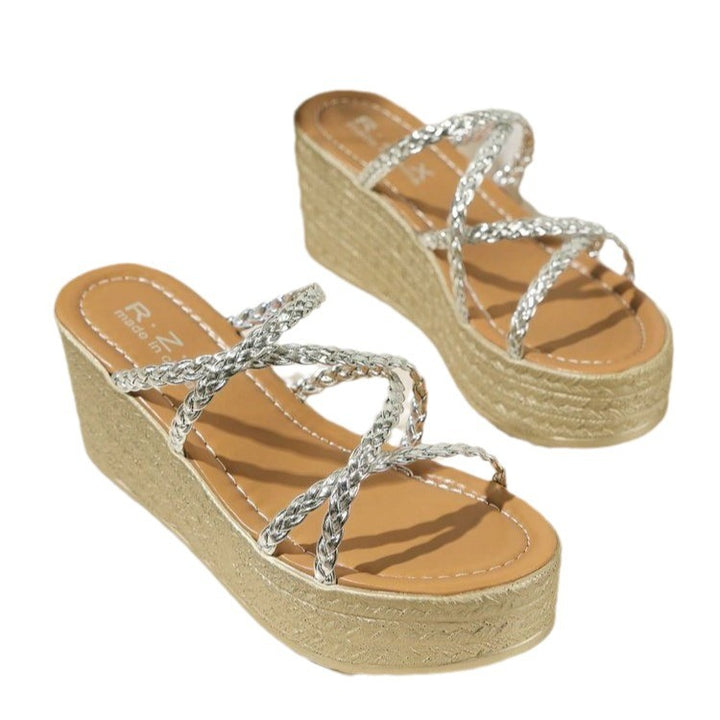 Dame elegante plateau-sandaler med flettet remdesign Stilla