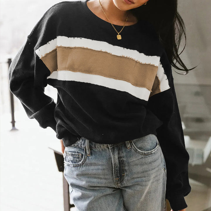 Dame afslappet sweatshirt med moderne stribe detaljer og oversized snit Stilla