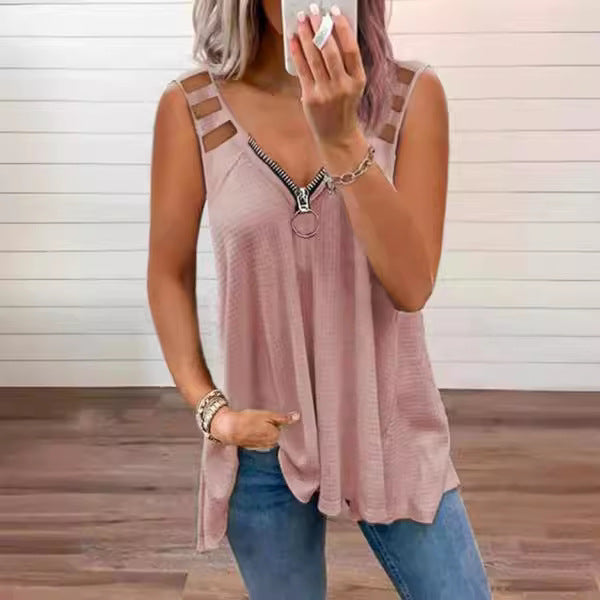 Dame Trendy Zip-Up Tanktop Stilla