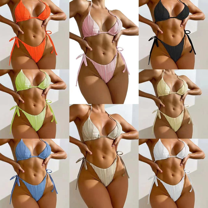 Dame Triangel-Bikini med elegante folder og raffinerede bindebånd Stilla