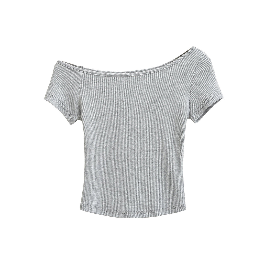 Dame afslappet top med off-shoulder design og struktureret stof Stilla