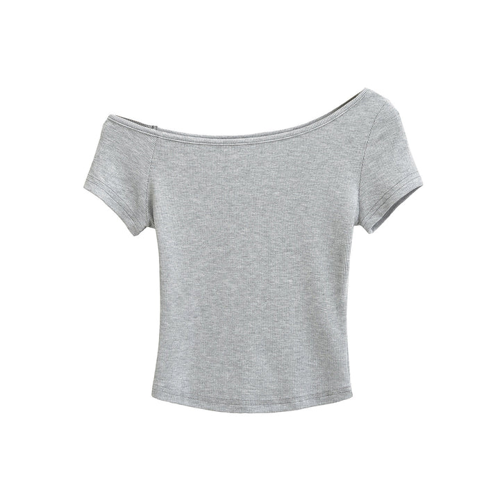 Dame afslappet top med off-shoulder design og struktureret stof Stilla