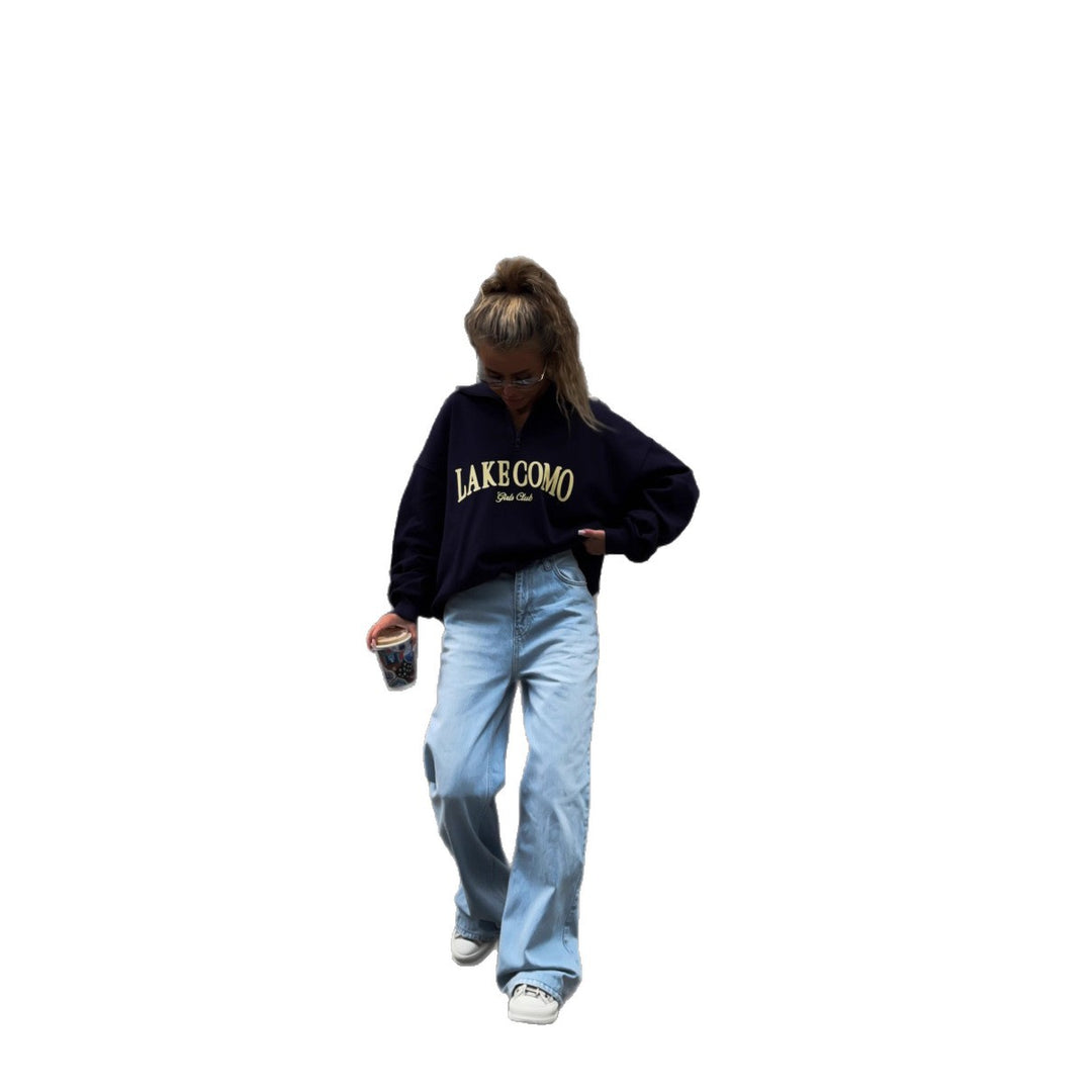 Kvinders afslappede zip sweatshirt i urban stil med logo print Stilla
