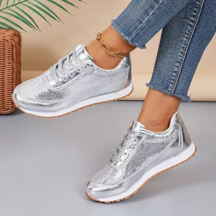 Dame mode Sneakers med glitrende overflade og skridsikker sål Stilla
