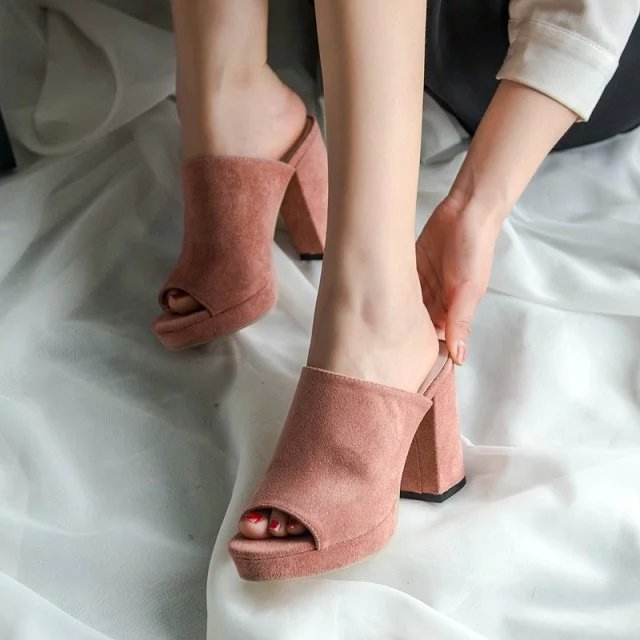 Dame Peep-Toe Blockhælsandal Stilla