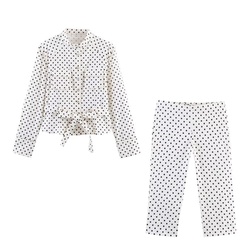Dame leggings med moderne prikkedesign og elastisk linning Skovae