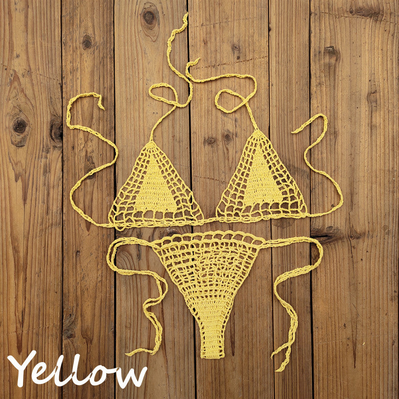 Dame Håndcrochet Bikini-sæt med unikt design og bindedetaljer Stilla