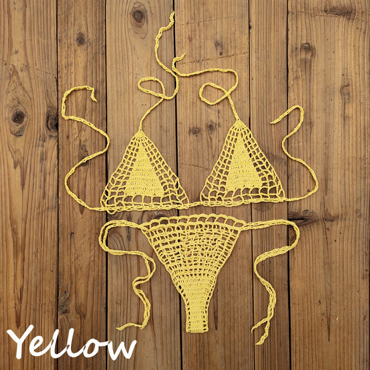 Dame Håndcrochet Bikini-sæt med unikt design og bindedetaljer Stilla