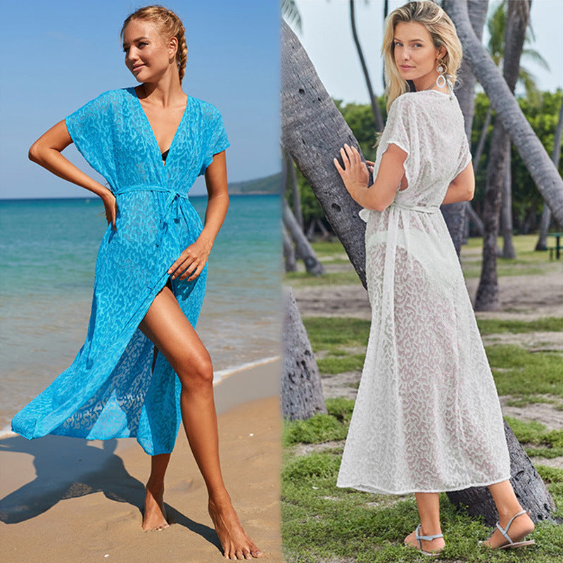 Dame gennemsigtig kaftan med elegant mønster Stilla