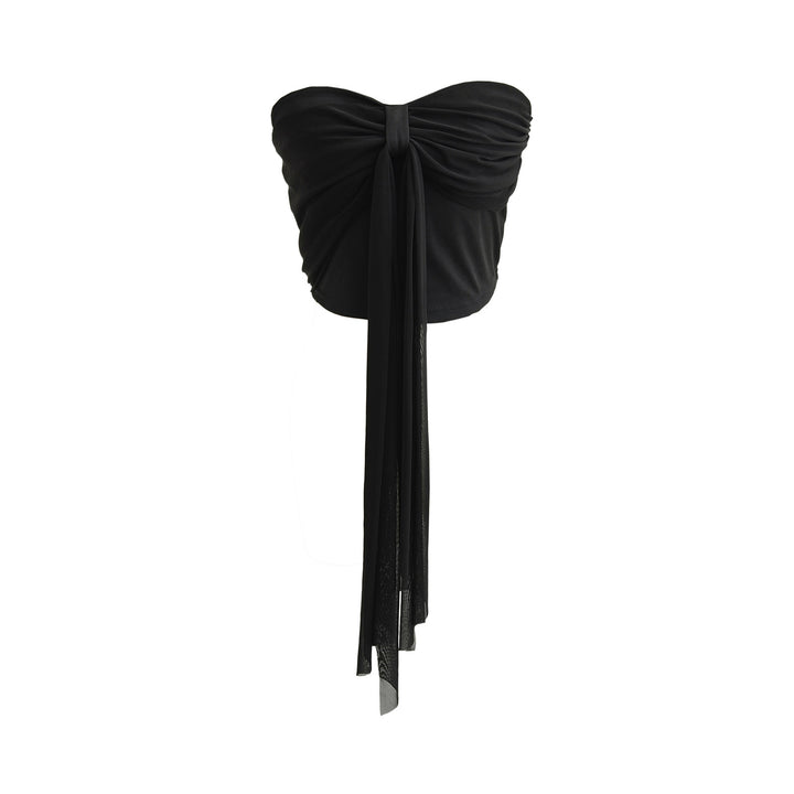 Dame Bandeau-bluse med elegant drapering og justerbar knude Stilla
