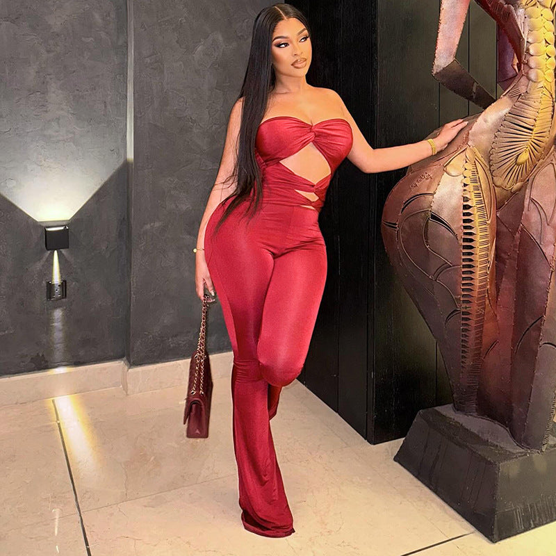 Dame Elegant Cut-Out Jumpsuit med flydende ben Skovae
