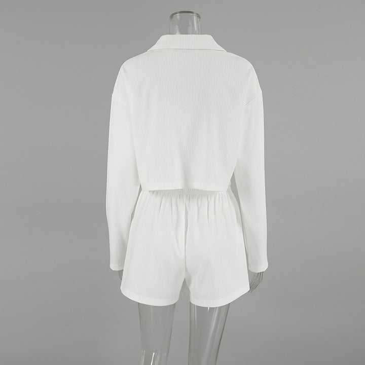 Damer afslappet kortærmet sæt med cropped top og behagelige shorts Stilla