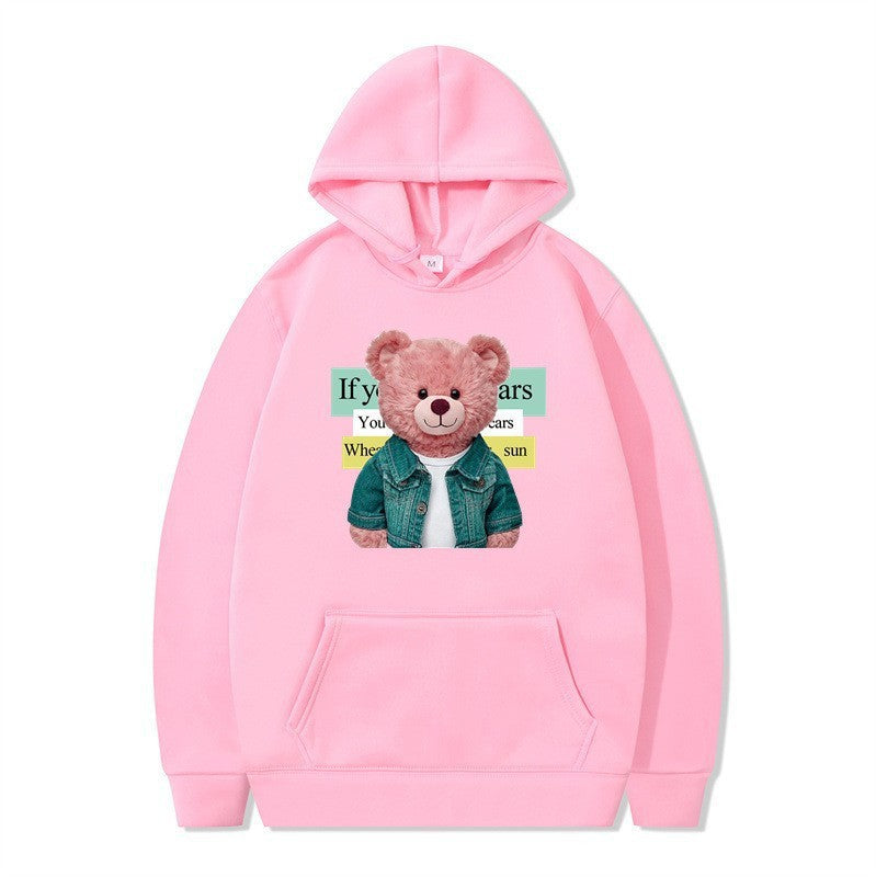 Women Hoodie med sødt bjørnemotiv Skovae