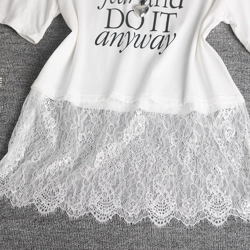Kvinder Trendy Spids Overlay T-shirt Stilla