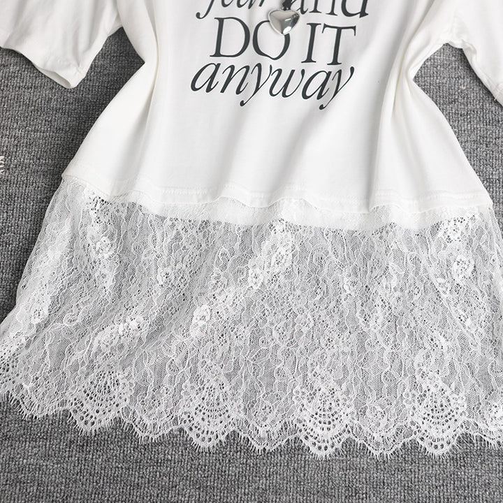 Kvinder Trendy Spids Overlay T-shirt Stilla