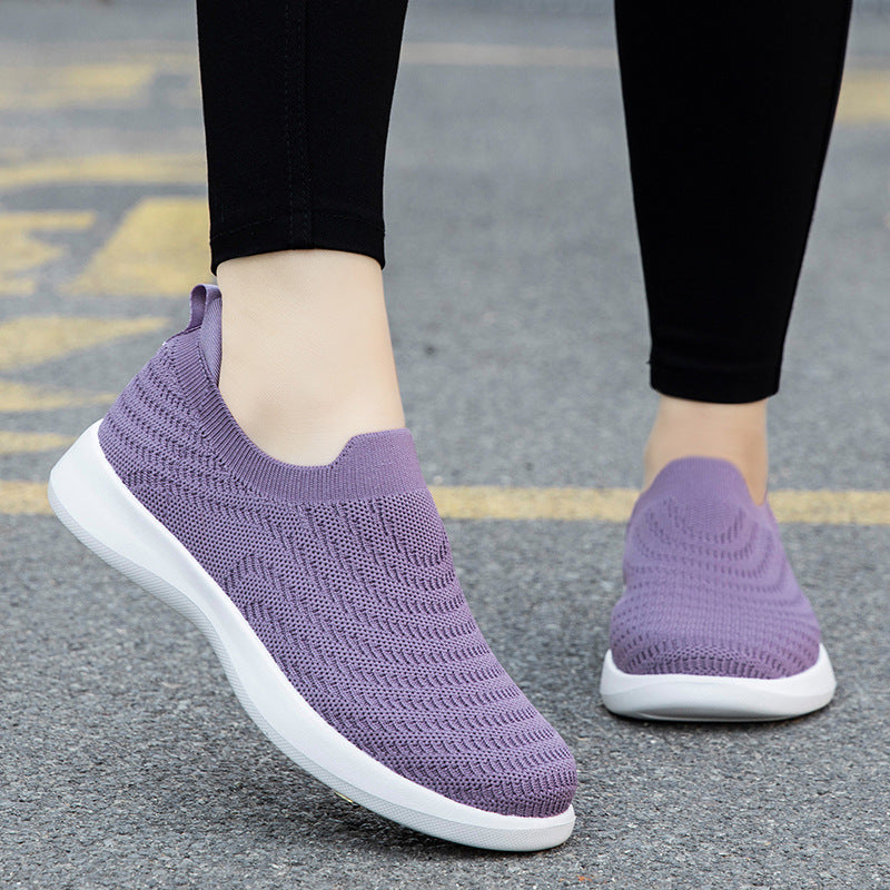 Dame nan Finstrik-Ballerina-Sneaker med elastisk indgang, polstret komfortfodbed og fleksibel let sål Skovae