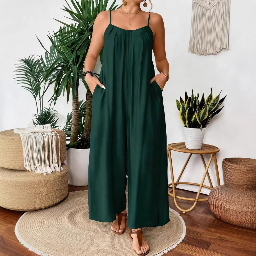 Dame luftig Jumpsuit med smalle spaghetti stropper og sidelommer Skovae