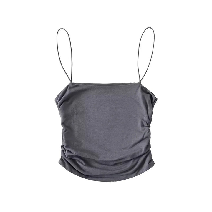 Dame spaghetti strop bluse med raffineret draperingseffekt Stilla