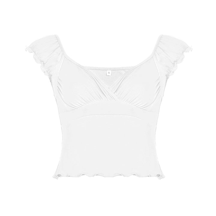Dame luftig top med ruffles detaljer Skovae
