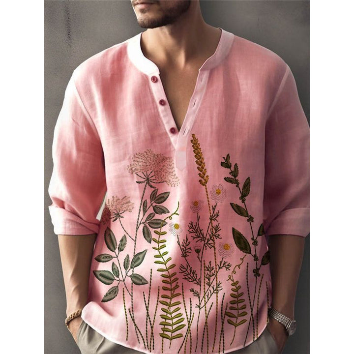 Herrer Elegant Blomst Broderet Skjorte Stilla