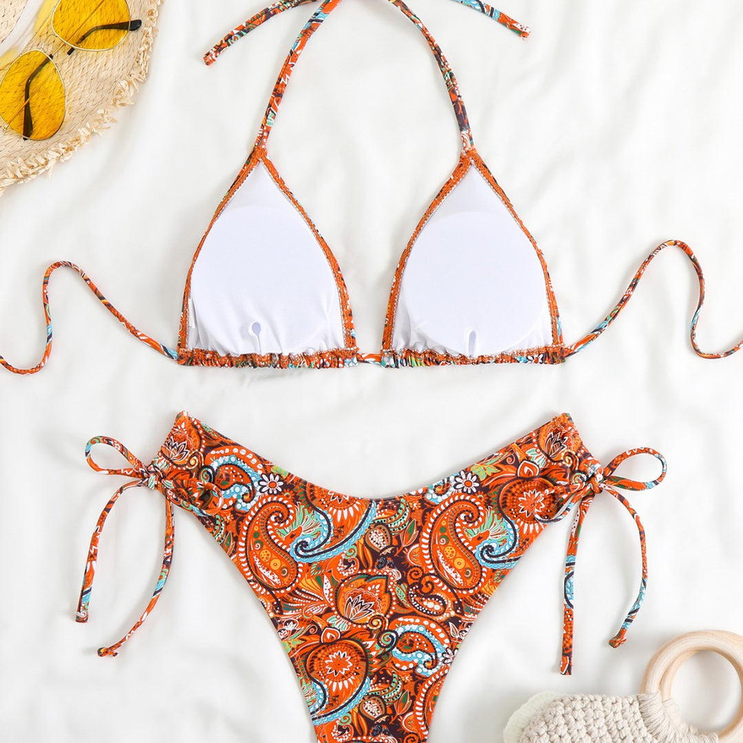 Dame Triangel-Bikini-Sæt med legende Paisley-mønster Skovae