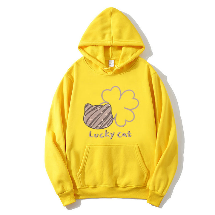 Kvinders hoodie med kreativ kat design og heldig motiv Skovae