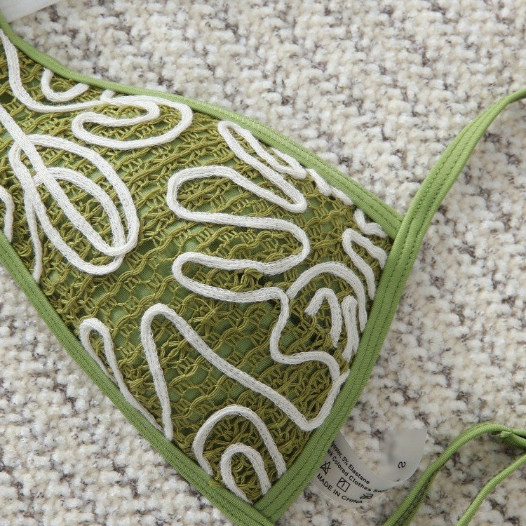 Dame Triangel-Bikini med trendy broderimønster Skovae